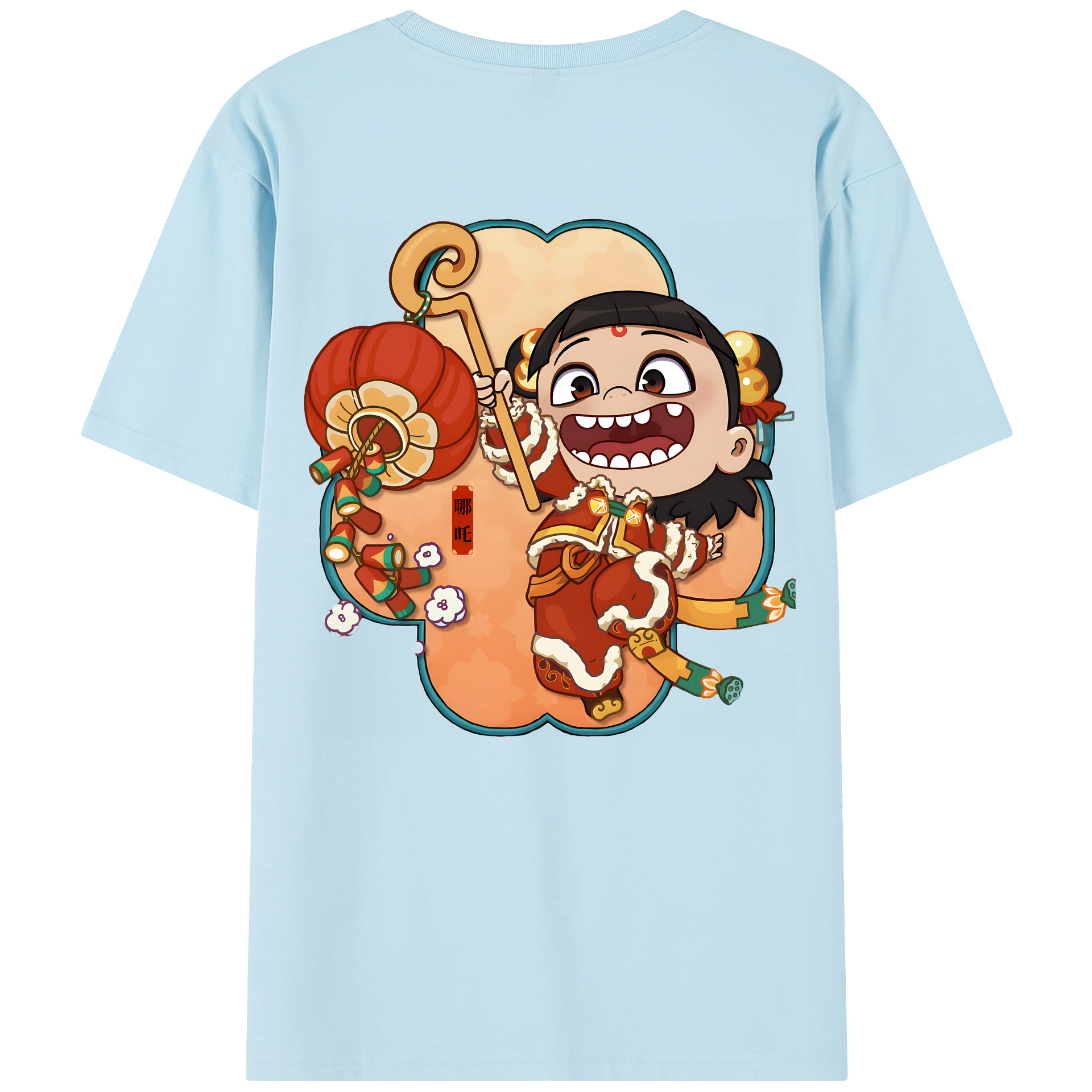（画像用） Ne Zha 2 ナタ 魔童の大暴れ 綿100％半袖Tシャツ（背面プリント）